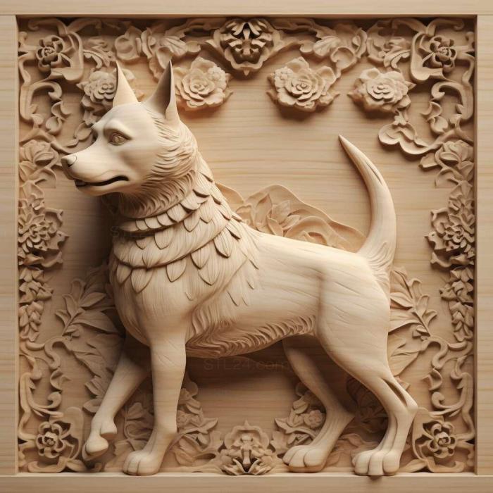 Природа и животные (Собака Пхунсан 4, NATURE_6060) 3D модель для ЧПУ станка